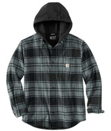Carhartt Men's Rugged Flex Relaxed Fit Flannel Fleece Lined Hooded Shirt Jacket