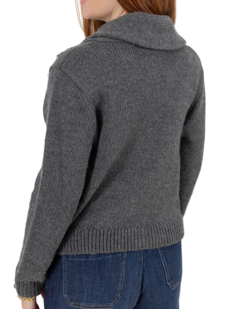 Democracy Womens Long Sleeve Shawl Collar Button Down Embroidered Sweater Cardigan