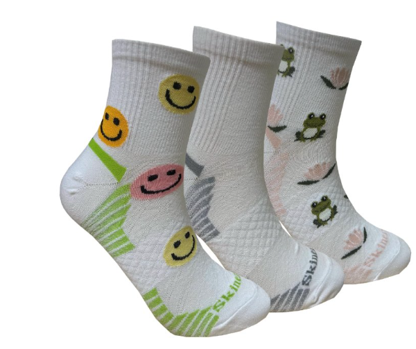 Skinergy Womens Smiley Face Quarter Socks - 3 Pack