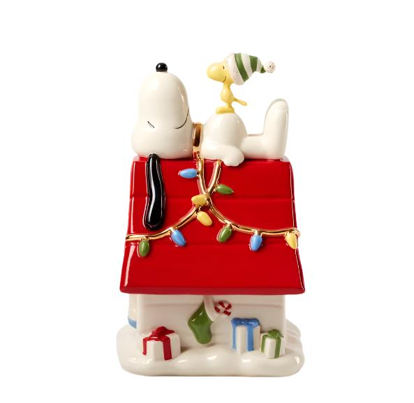 Lenox Snoopy Christmas Covered Candy Dish