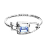 UNOde50 Silver & Blue Faceted Crystal Semi-Rigid Bracelet - Medium