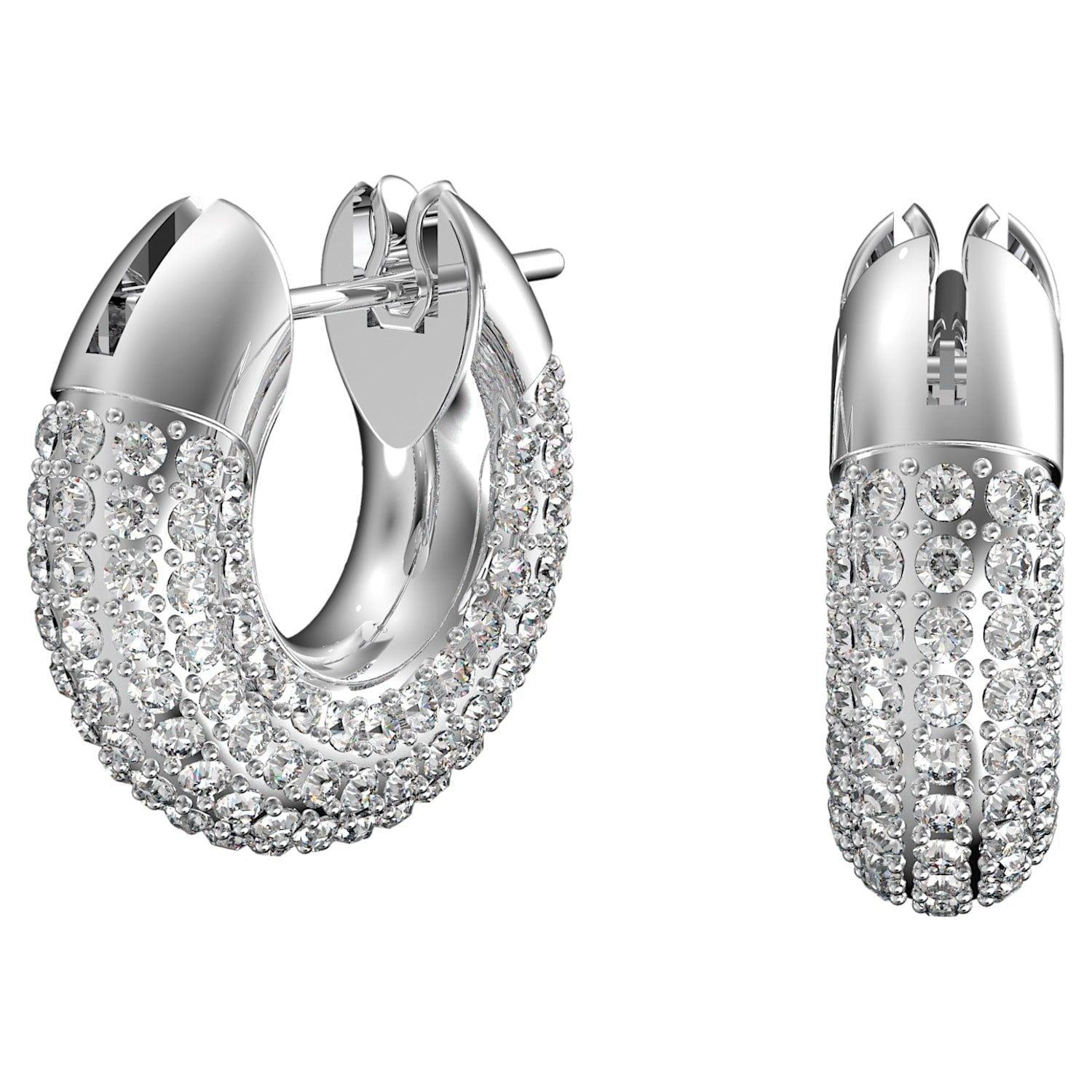 Swarovski Dextera Hoop Earrings - Small, White, Rhodium plated