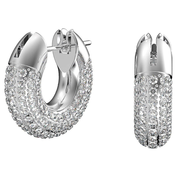 Swarovski Dextera Hoop Earrings - Small, White, Rhodium plated