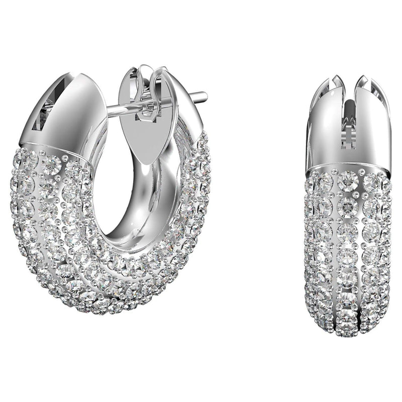 Swarovski Dextera Hoop Earrings - Small, White, Rhodium plated