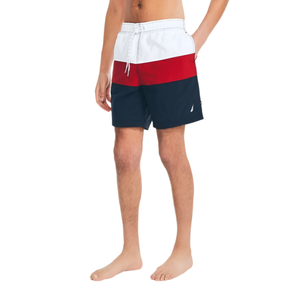 Nautica Mens 8" Tri-Block Quick-Dry Swim Trunks