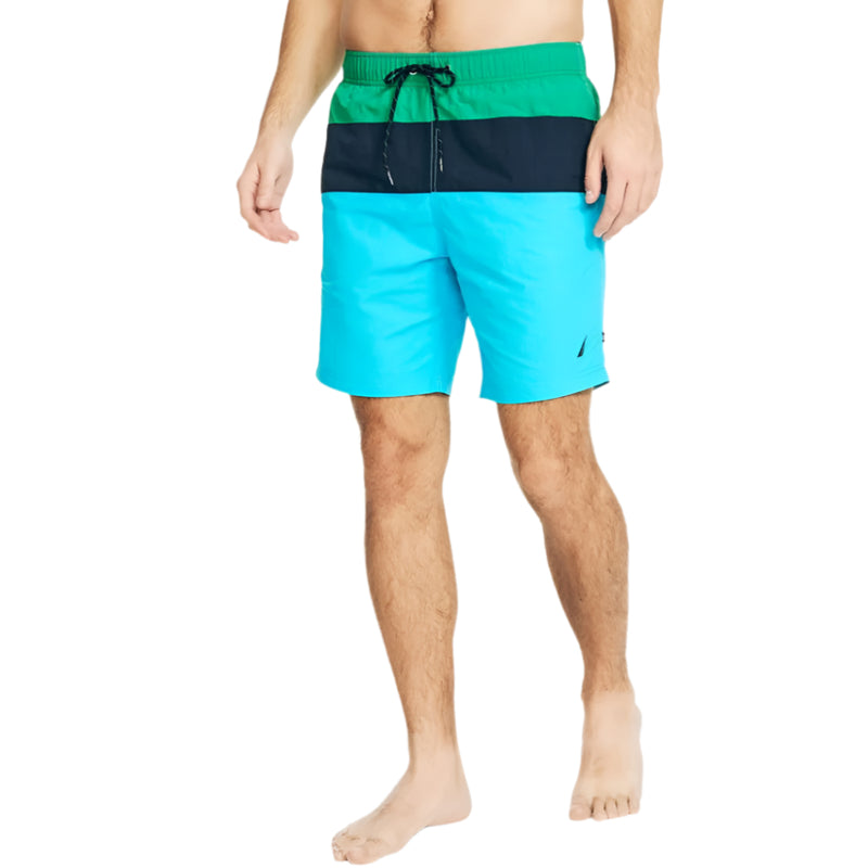 Nautica Mens 8" Tri-Block Quick-Dry Swim Trunks