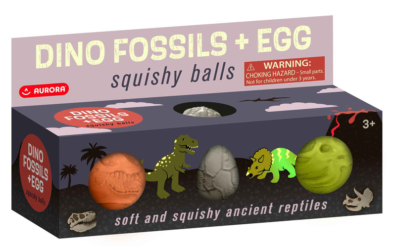 Aurora 3" Dino Fossils + Egg Squishy Balls