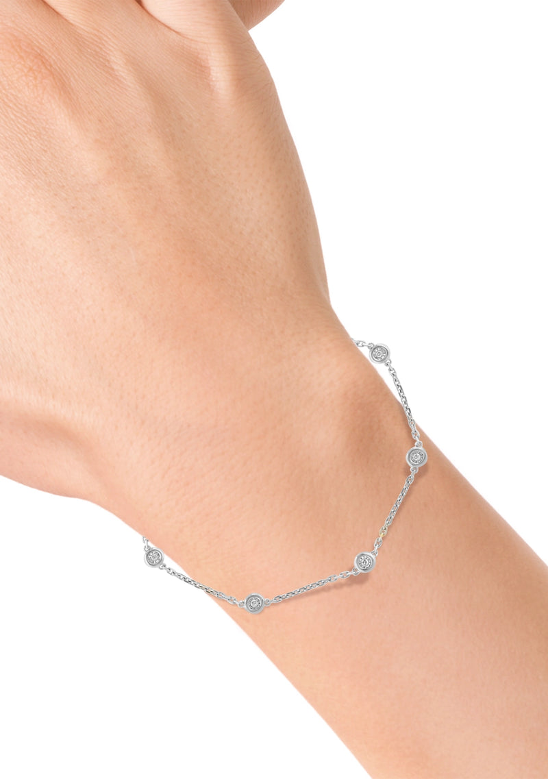 Effy 925 Sterling Silver Diamond Station Bracelet