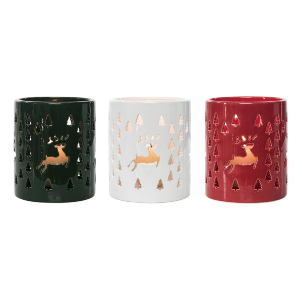 Transpac Reindeer Punch Pattern Candle Holder