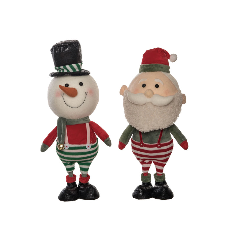 Transpac Plush Whimsy Standing Santa/Snowman With Oversized Head