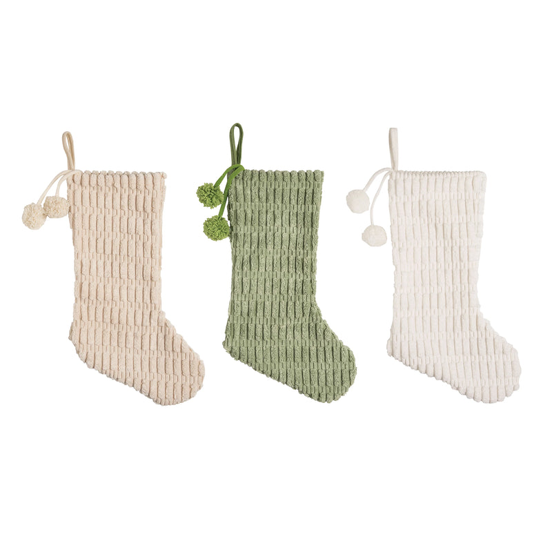 Transpac Fabric Stocking with Pom Pom