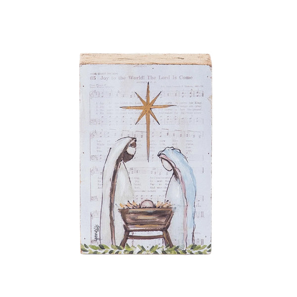 Transpac MDF Hand Painted Holy Family Block