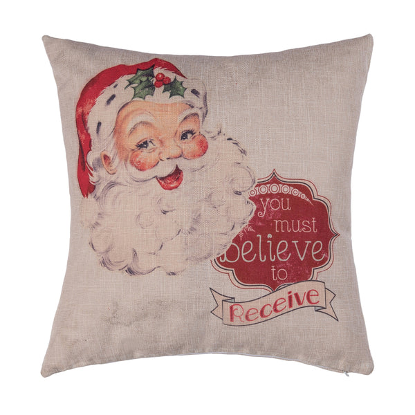 Transpac Fabric Vintage Santa Accent Pillow
