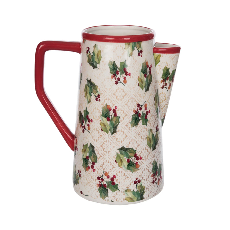 Transpac Dolomite Vintage Holly Pitcher