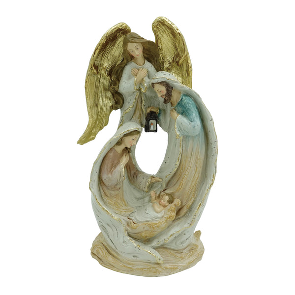 Transpac Resin Nativity with Angel Figurine