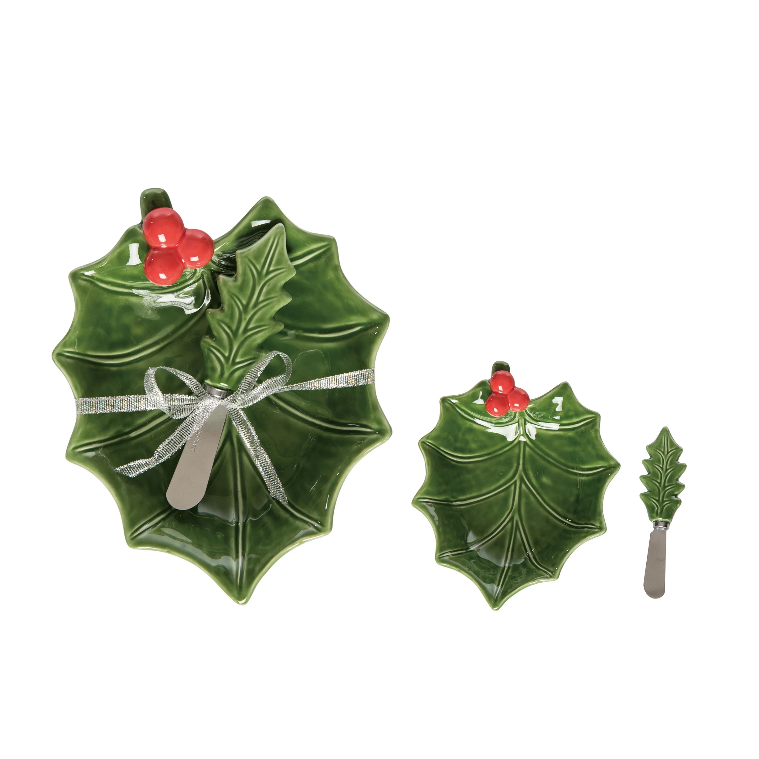 Transpac Ceramic Holly Dish with Spreader