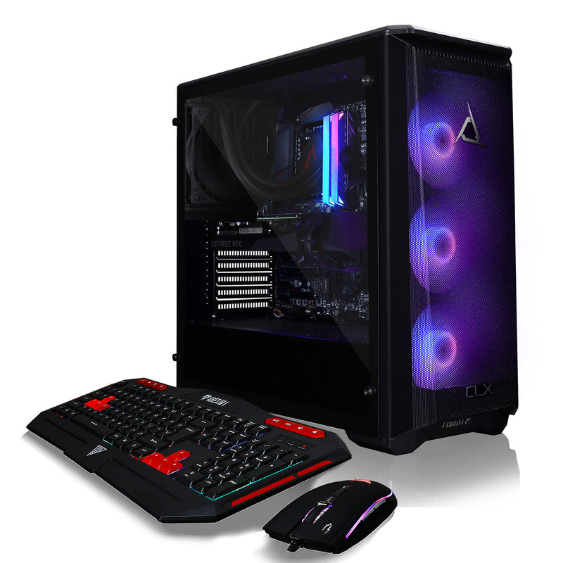 CLX SET VR-Ready Gaming Desktop - Liquid Cooled AMD Ryzen 9 5900X 3.7Ghz 12-Core Processor, 32GB DDR4 Memory, GeForce RTX 3080 10GB GDDR6X Graphics, 480GB SSD, 3TB HDD, WiFi, Windows 11 Home 64-bit