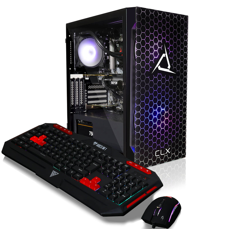CLX SET Gaming Desktop - Liquid Cooled AMD Ryzen 5 5600X 3.7GHz 6-Core Processor, 16GB DDR4 Memory, GeForce RTX 3060 12GB GDDR6 Graphics, 500GB SSD, 3TB HDD, WiFi, Windows 11 Home 64-bit