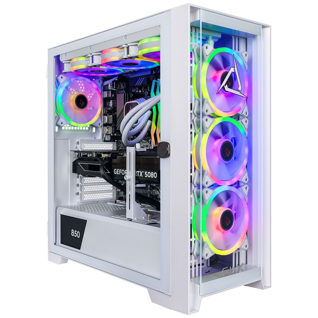 CLX SET Gaming Desktop - Liquid Cooled AMD Ryzen 9 9900X 4.4GHz 12-Core Processor, 32GB DDR5 Memory, GeForce RTX 5080 16GB GDDR7 Graphics, 2TB NVMe M.2 SSD, WiFi, Windows 11 Home 64-bit