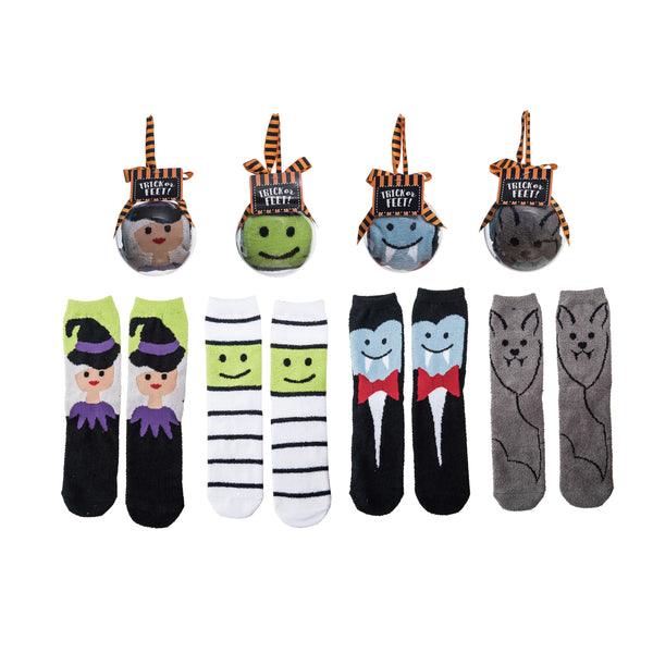 Transpac Plush Halloween Character Socks In Ornament Ball
