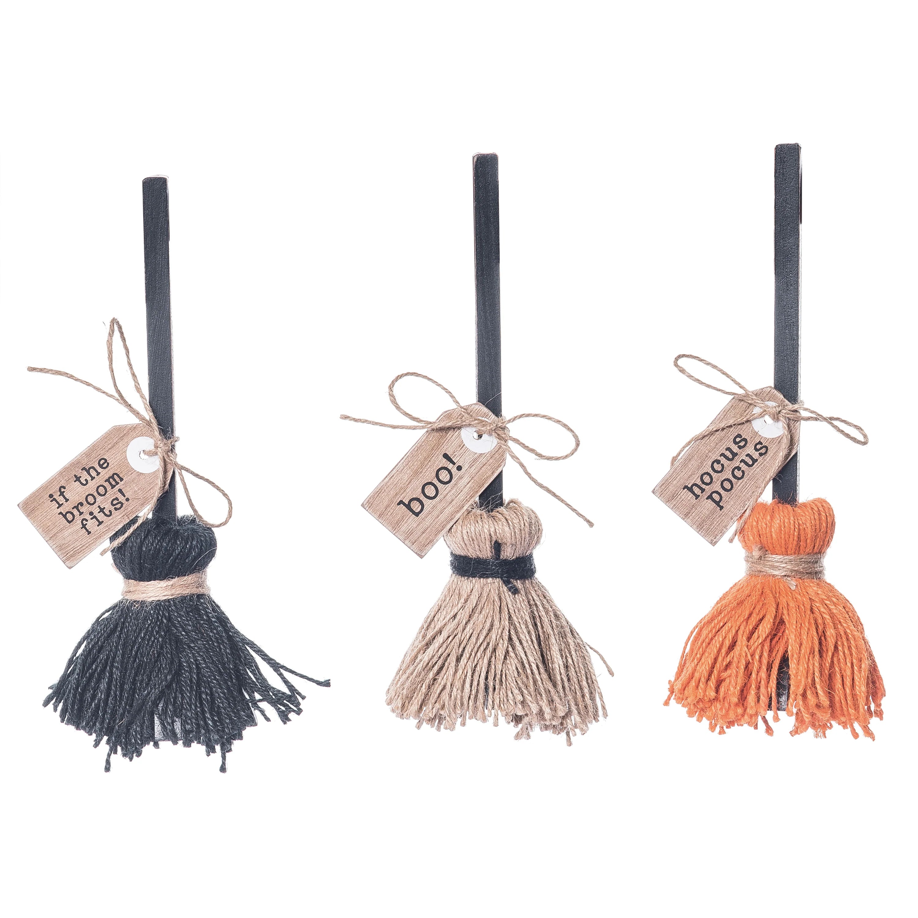 Transpac MDF Fabric Spooky Broom Decor