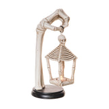 Transpac Resin Light Up Creepy Skeleton Lantern Decor