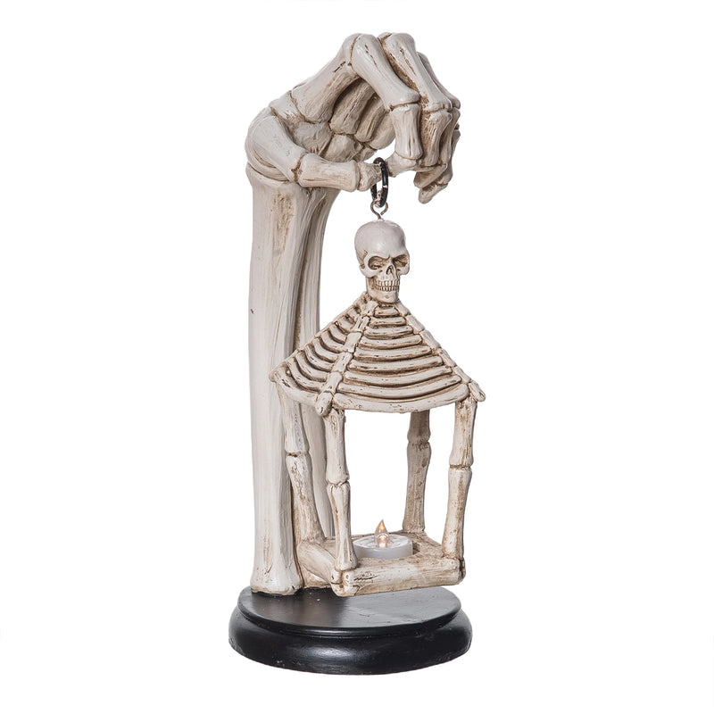 Transpac Resin Light Up Creepy Skeleton Lantern Decor