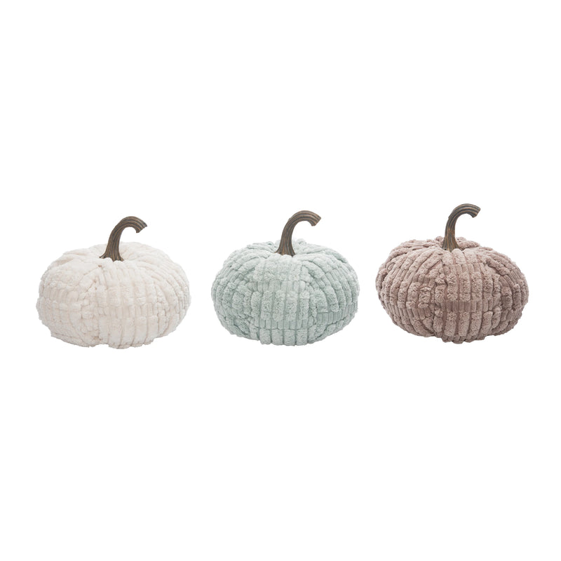Transpac Plush Velvet Neutral Pumpkin
