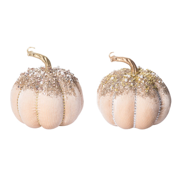 Transpac Plush Champagne Bejeweled Pumpkin