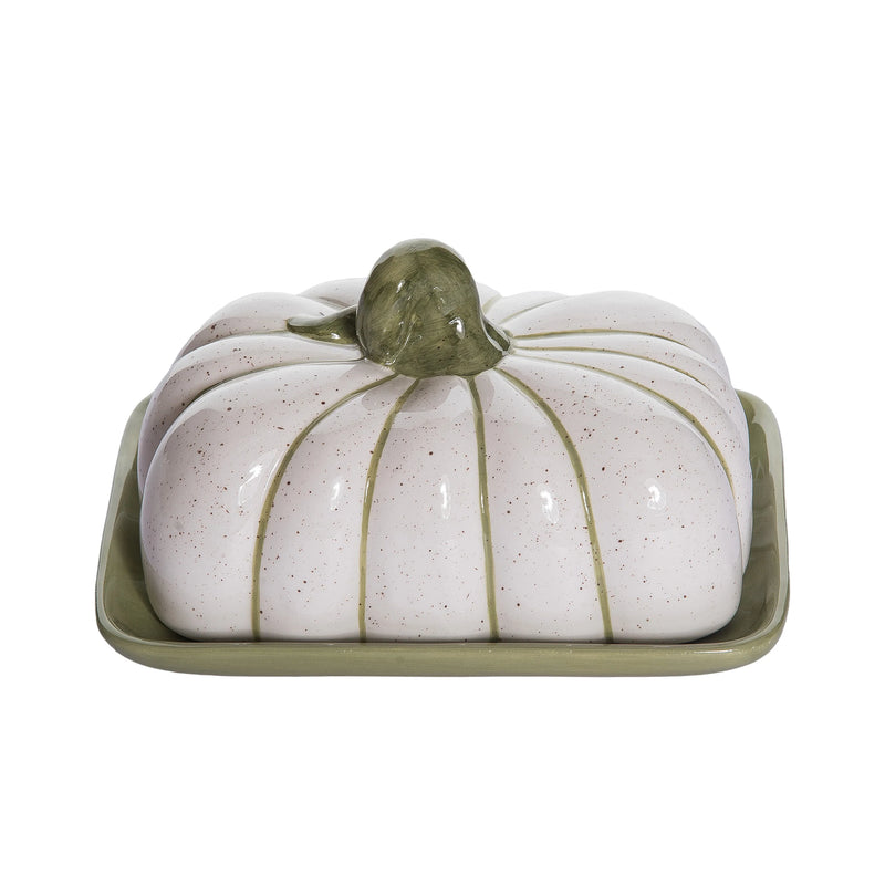 Transpac Ceramic Pumpkin Butter Dish