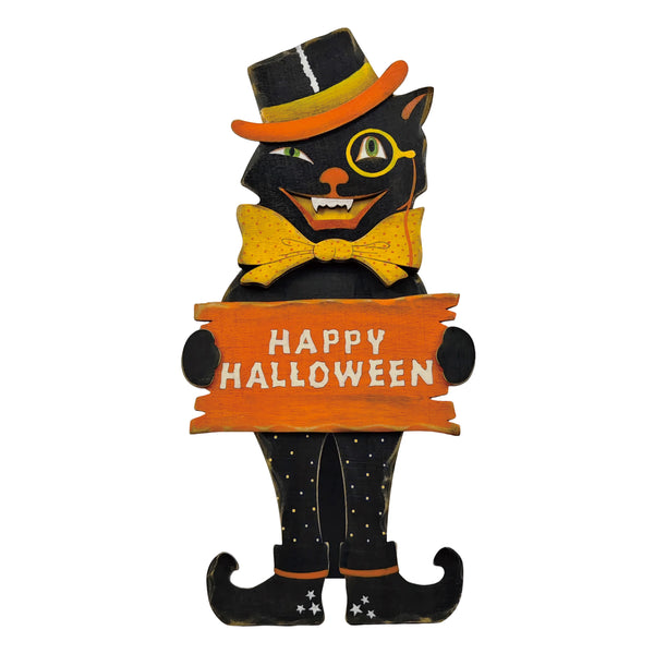 Transpac Plywood Halloween Party Cat Decor
