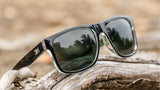 Knockaround Covert Ops Torrey Pines Glossy Black Frame - Green Lens - Polarized Sunglasses