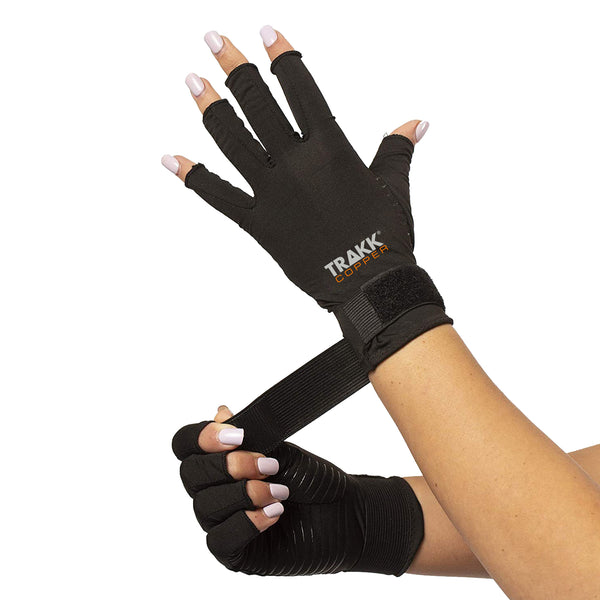 TRAKK Copper Fingerless Arthritis Gloves - Large/XLarge