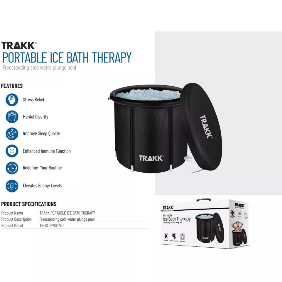 TRAKK Portable Ice Bath Tub Therapy with Cover