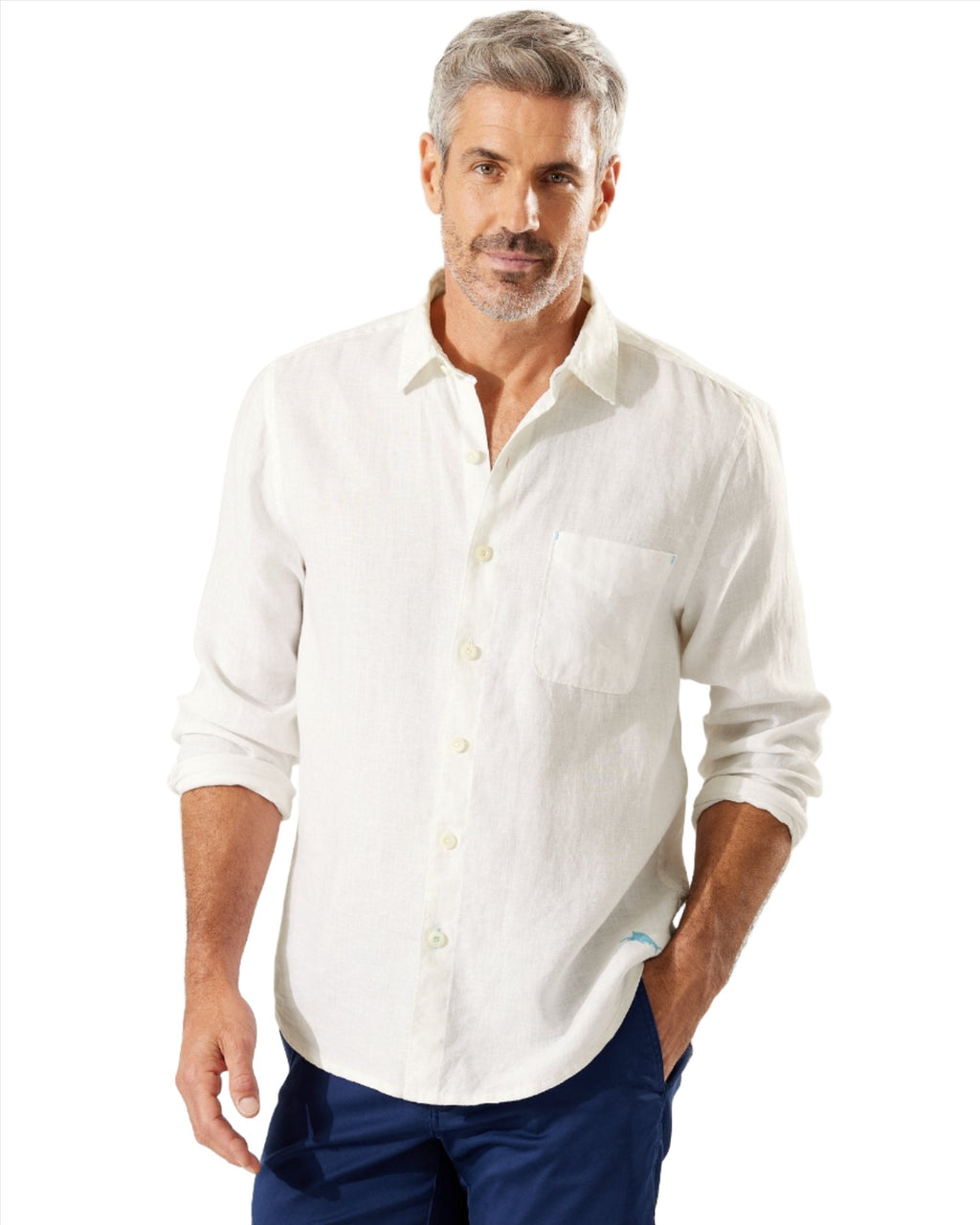 Tommy Bahama Mens Sea Glass Breezer Linen Button Down Long Sleeve