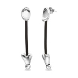 UNOde50 Leather Silver Heart Long Drop Earrings