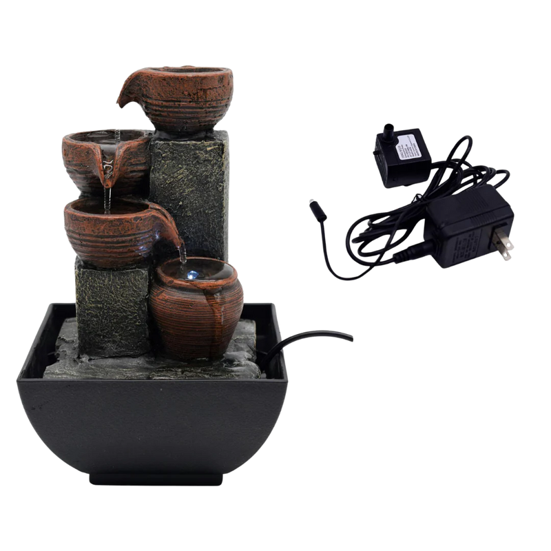 Transpac Resin Tiered Vessel Indoor Fountain