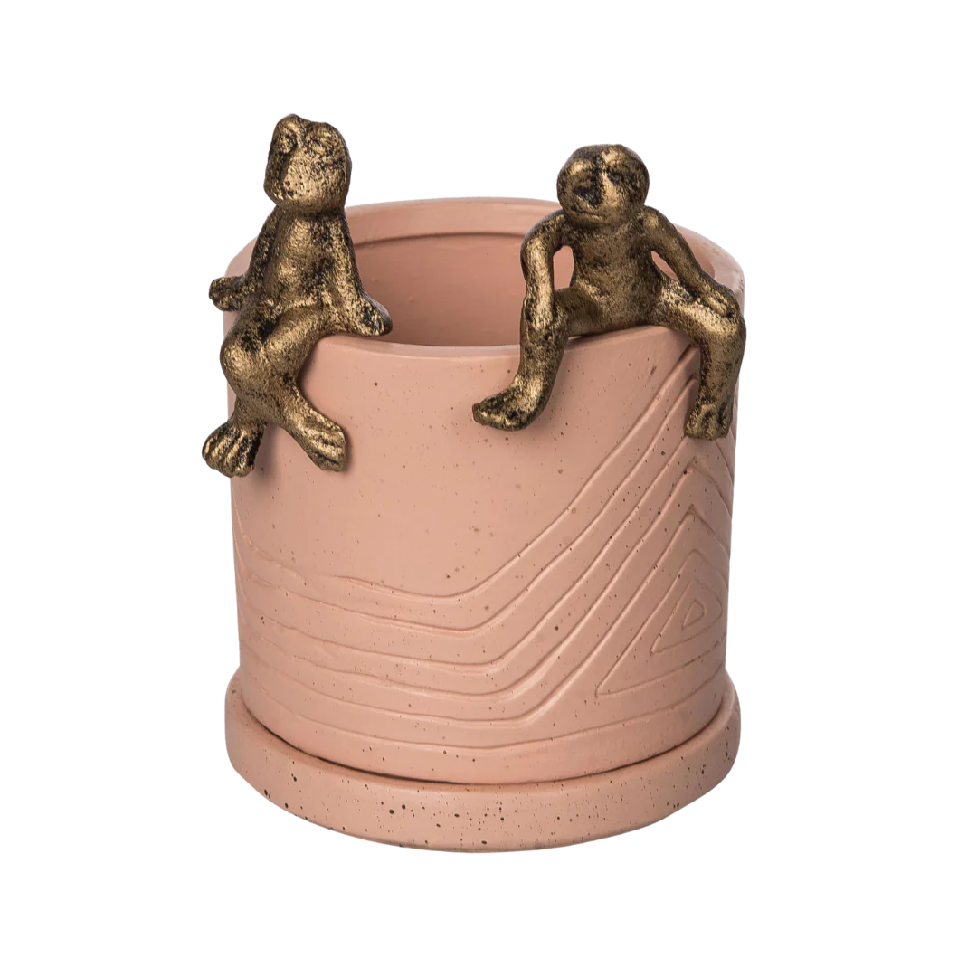 Transpac Iron Gold Frog Statue