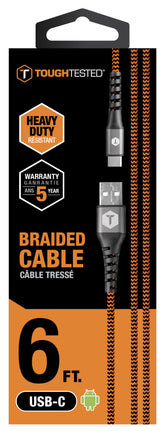 ToughTested Braided 6 FT USB to C Cable