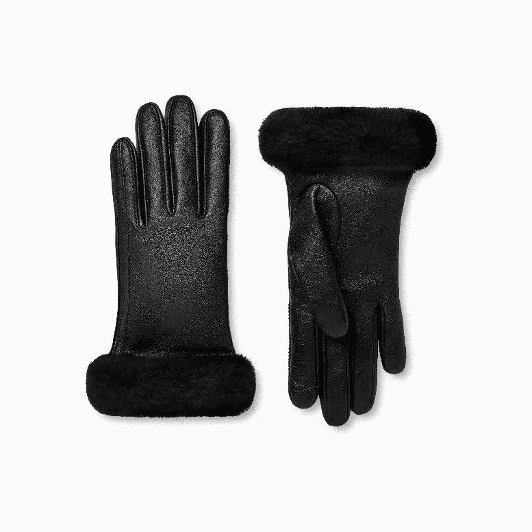 UGG Womens Leather Shorty Tech Tip Gloves - Medium