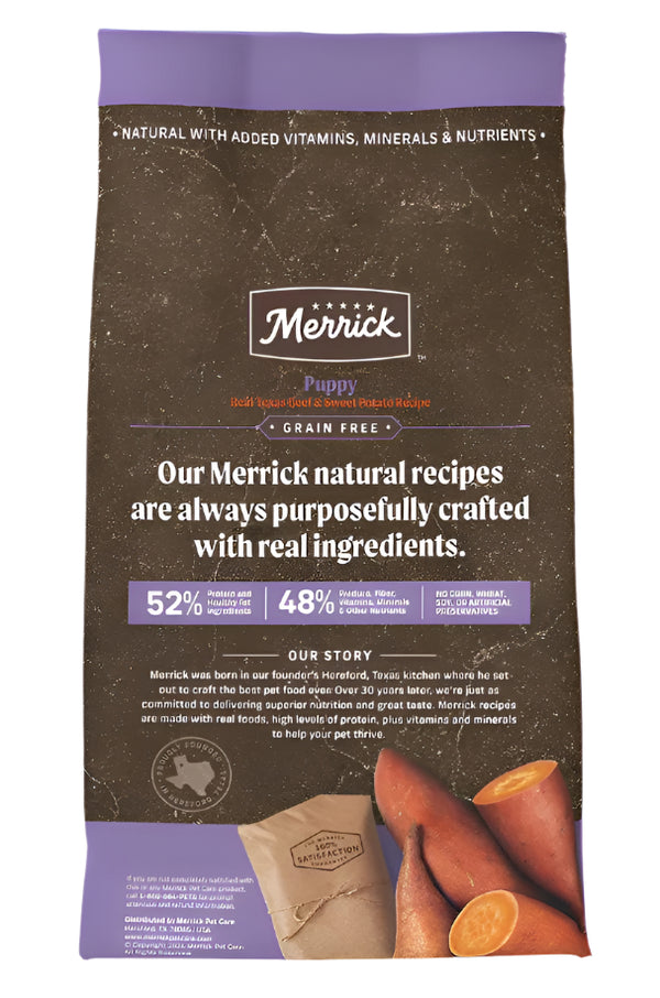 Merrick Grain Free Puppy Real Texas Beef & Sweet Potato Recipe Dry Dog Food- 22lbs.