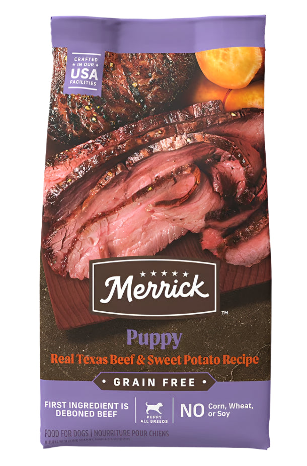 Merrick Grain Free Puppy Real Texas Beef & Sweet Potato Recipe Dry Dog Food- 22lbs.