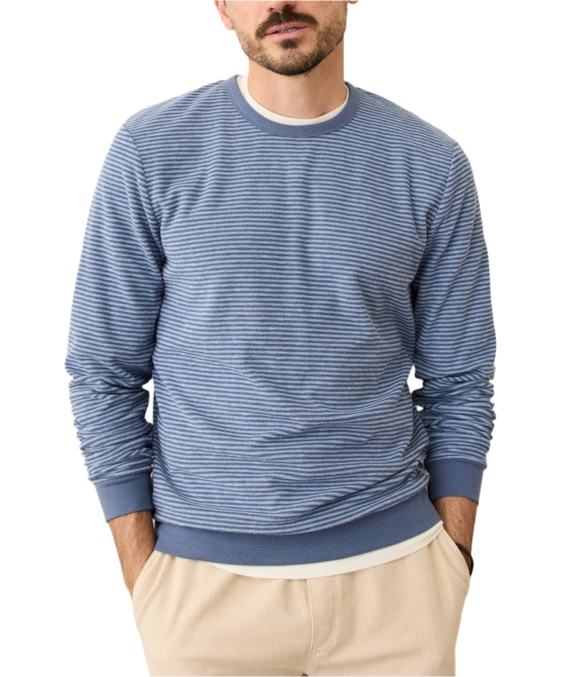 Marine Layer Mens Towel Terry Crewneck Long Sleeve Shirt