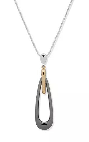 Nine West Tri-Tone Pendant Long Necklace