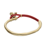 UNOde50 18k Gold & Red Leather Butterfly Semi-Rigid Bracelet - Medium