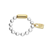 UNOde50 Gold Padlock Charm Silver Beaded Bracelet - Medium