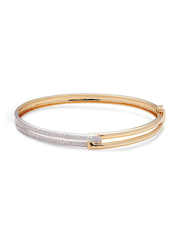 Effy 14K White & Yellow Gold Diamond Bangle Bracelet