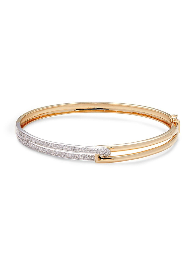 Effy 14K White & Yellow Gold Diamond Bangle Bracelet