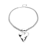 UNOde50 Silver Thick Chain Big Heart Pendant Necklace