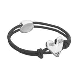 UNOde50 Black Elastic Thread Silver Heart Charm Bracelet - Medium
